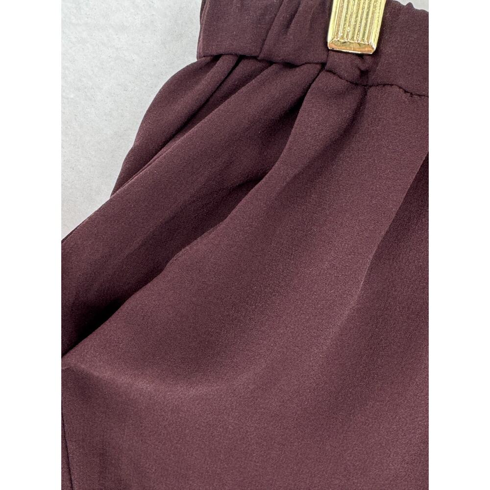 Eileen Fisher Cassis Brown Silk Georgette Crepe Tapered Pants Sz L - Picture 3 of 4